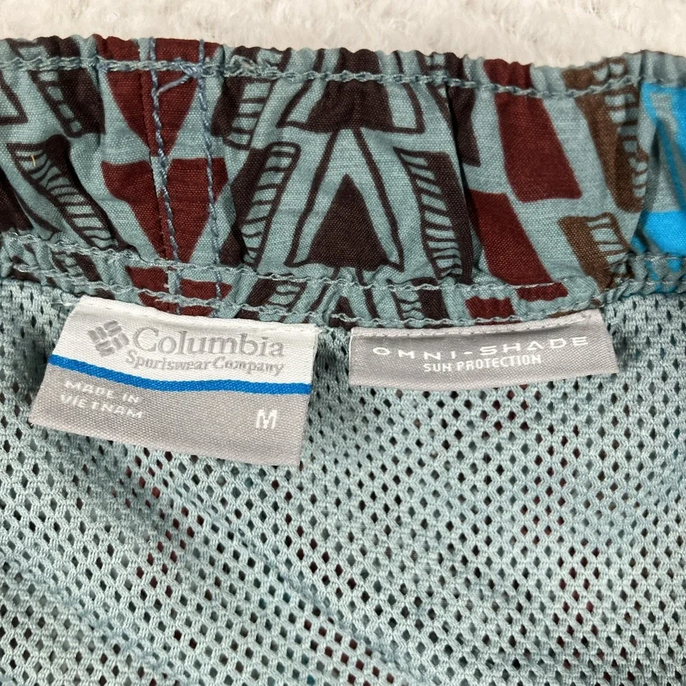Columbia Mens Swim‎ Trunks Omni Shade Sun Protection Med Geometric Fishing Mesh